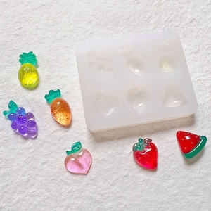 Cute Fruit Silicone Mold-Fruit Resin Mold-Fruit Grapes Watermelon Peach Pineapple Strawberry  Mold-Fruit Earrings Mold-Jewelry Charm Mold