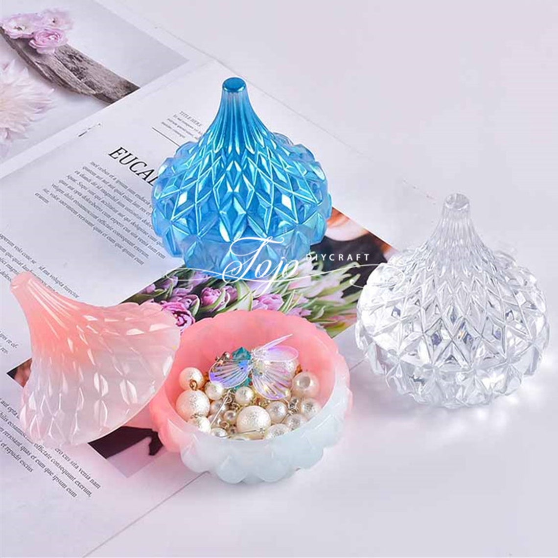 Crystal Teardrop Storage Box Resin Moldwater Drop Storage Jar Etsy