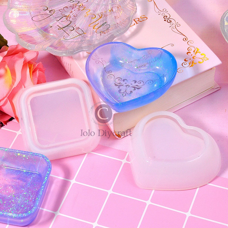 Mini DIY Resin Silicone Mold for Making Heart Shaped Jewelry Storage Box Mold