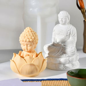 Large Buddha Candle Silicone Mold-Buddha Statue Candle Mold-Buddha Head Candle Mold-Lotus Base Mold-Cement Plaster Art Decor Mold