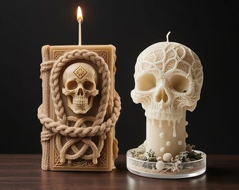 Knot Skull Candle Silicone Mold-Skull Head Candle Mold-Skull Pillar Candle Mold-Halloween Skull Candle Mold-Soy Wax Beeswax Candle Mold