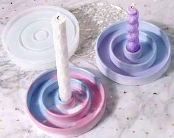 Circle Candle Holder Silicone Mold-Round Candlestick Home Decor Mold-Concrete Cement Jesmonite Tray Mold-Epoxy Resin Crafts Mold
