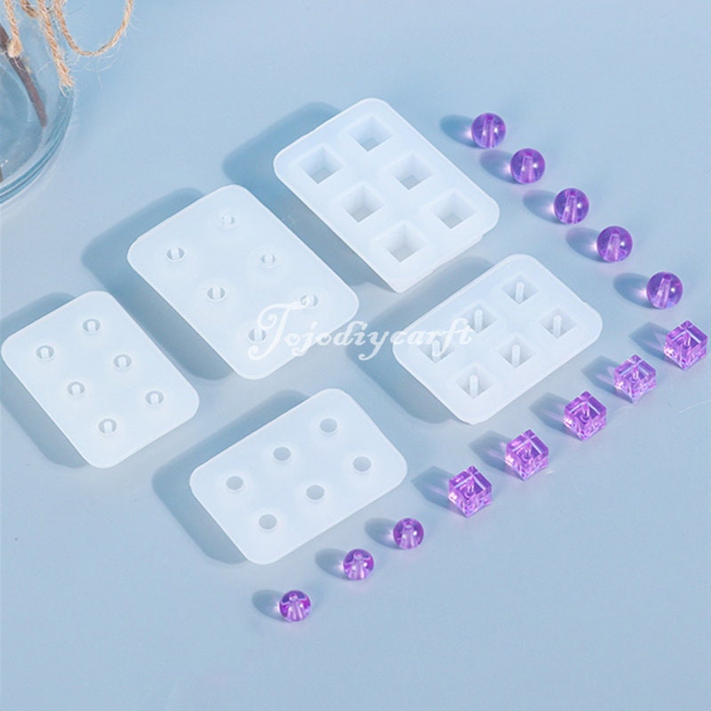 12 Pieces Resin Silicone Prismatic Mold 6 Grid Square Round