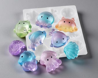 Mini Marine Animal Silicone Mold-Jellyfish Seahorse Resin Mold-Octopus Jewelry Mold-Ocean Earring Decor Mold