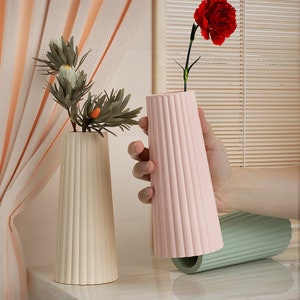 Vase moderne Silicone Moule-Grand Vase à fleurs Moule-Vase rayé Résine Moule-Béton Bourgeon Vase Moule-Ciment Jesmonite Vase Moule-Maison Décor Moule