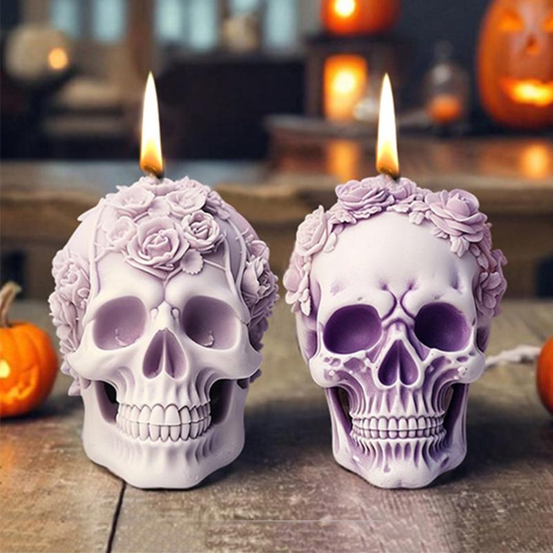 Flower Skull Silicone Mold-rose Skull Candle Mold-halloween Skull