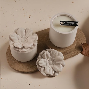 Flower Candle Jar Silicone Mold-Round Candle Cup Mold-Round Storage Box Resin Mold-Concrete Candle Vessel Mold-Jesmonite Plaster Art Mold