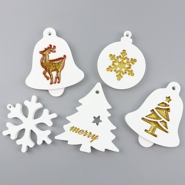 Christmas Tree Tag Silicone Mold-Christmas Tag Resin Mold-Snowflake Keychain Mold-Round Snowflake Pendant Mold-DIY Aromatherapy Plaster Mold