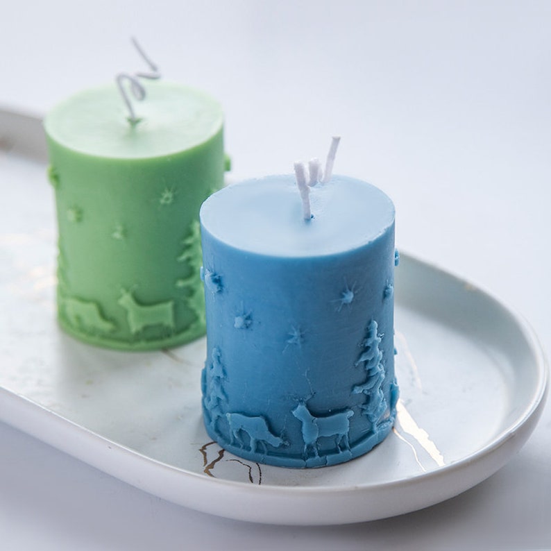 Christmas Cylindrical Relief Candle Silicone MoldChristmas Etsy