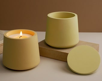 Geometric Jar Silicone Mold-Storage Box Resin Mold-Concrete Candle Jar Mold-Candle Vessels Mold With Lid-Cement Jesmonite Candle Holder Mold
