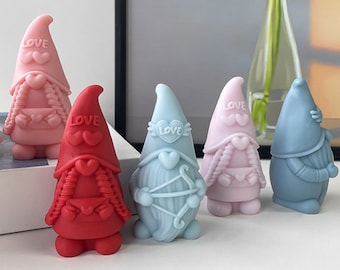 Love Gnome Silicone Mold-Valentine Gnome Mold-Gnome Couple Candle Mold-Concrete Cement Gnome Mold-Jesmonite Plaster Resin Home Decor Mold