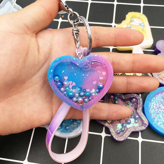 Cute Heart Resin Shaker Mold Quicksand Epoxy Resin Molds Crystal Keychain  Molds