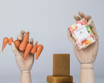 Scrubbing soap with amber and carrots