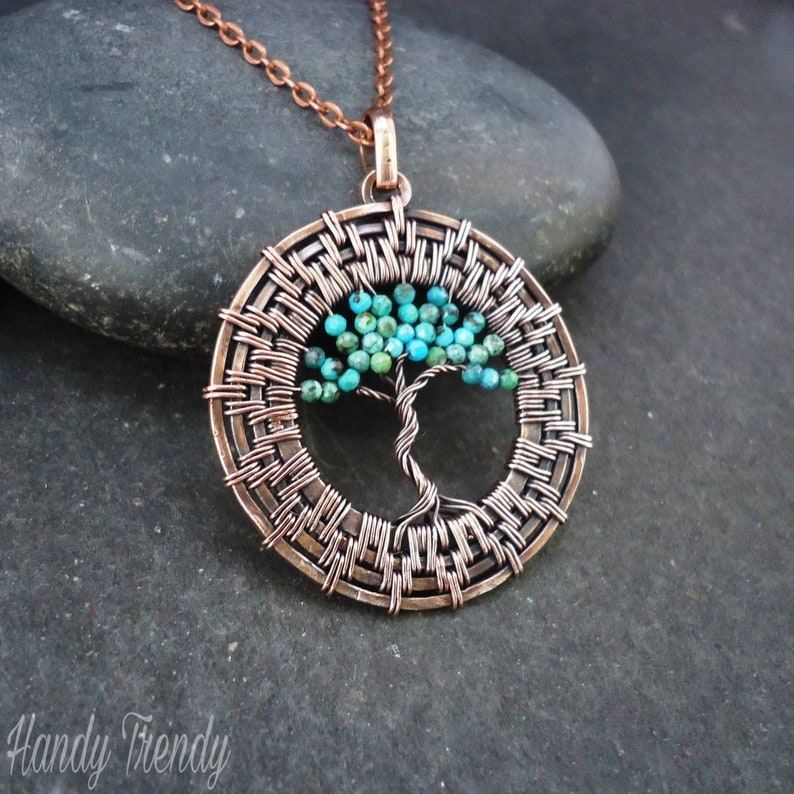 Chakra Tree of Life Pendant Turquoise Copper Wire Wrapped Etsy
