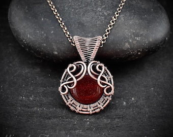 Red agate pendant, Small copper  wire wrapped jewelry, Unique birthday gift Her Mom Sister Friend, Artisan boho jewelry, Everyday necklace