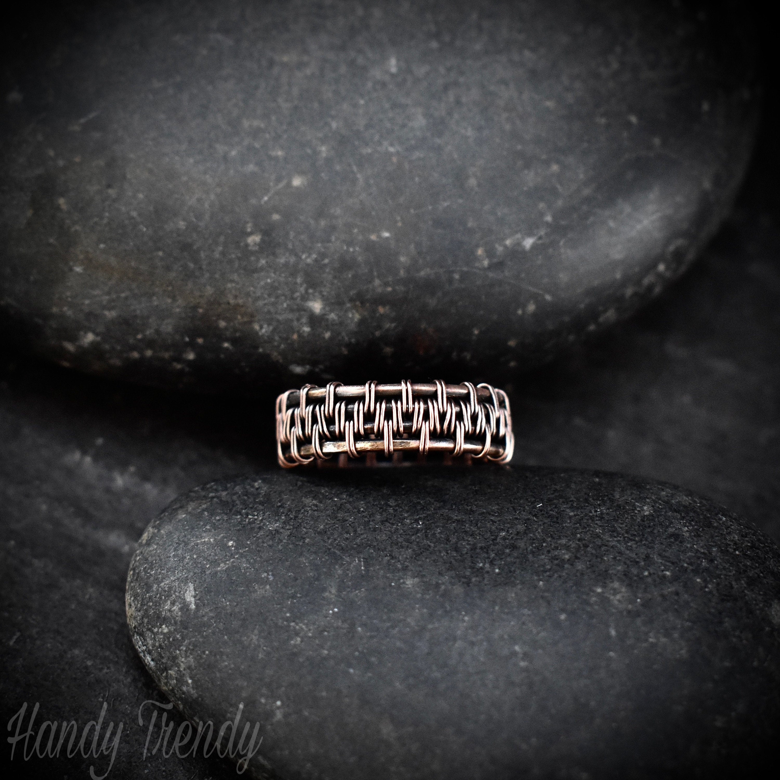 Anello girevole in rame fatto a mano: design a cuore boho Anello girevole in rame fatto a mano: design a cuore boho