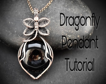 Dragonfly pendant tutorial, Instant pdf download, Wire wrap pendant tutorial by Handy Trendy Shop, Tutorial for beginner level