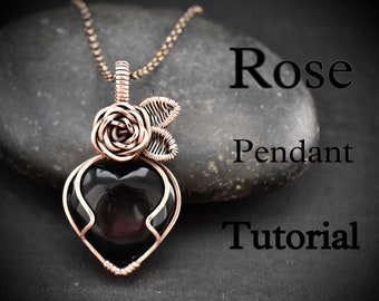 Rose pendant tutorial, Wire wrap pendant tutorial by Handy Trendy Shop, Instant pdf download, Tutorial for beginner level