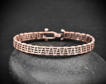 Cuff bracelet, Size 7.25 inch, Copper Wire wrapped jewelry, Unisex bracelet, Unique handmade birthday gift, One of a kind artisan jewelry
