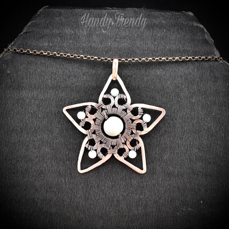 Pearl Star Pendant, Copper Wire Wrapped Jewelry, Unique Handmade ...