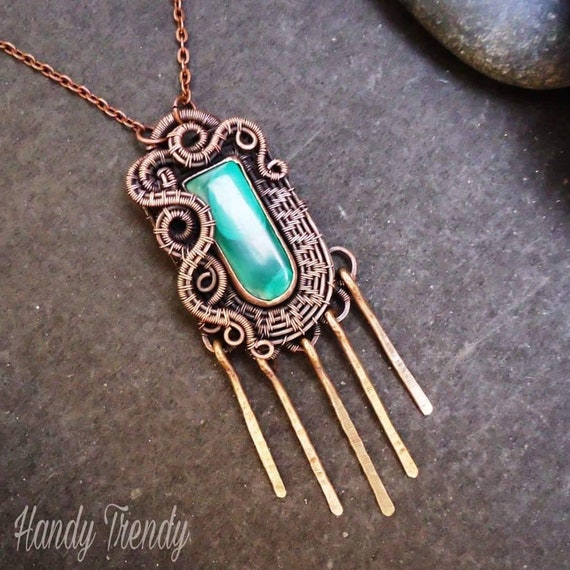 Malachite necklace Wire wrap necklace Wire wrap jewelry | Etsy