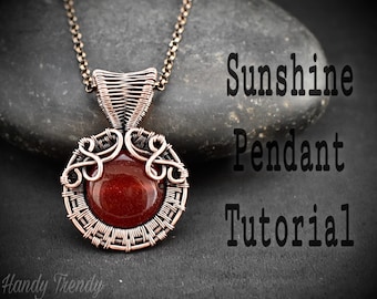 Sunshine pendant tutorial for beginners, Wire wrap mini pendant tutorial, Instant pdf download, Tutorial for beginner level