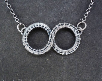 Infinity necklace, 925 sterling silver wire wrap handmade necklace, Dainty wedding jewelry for bride, Unique Anniversary gift for Wife Her