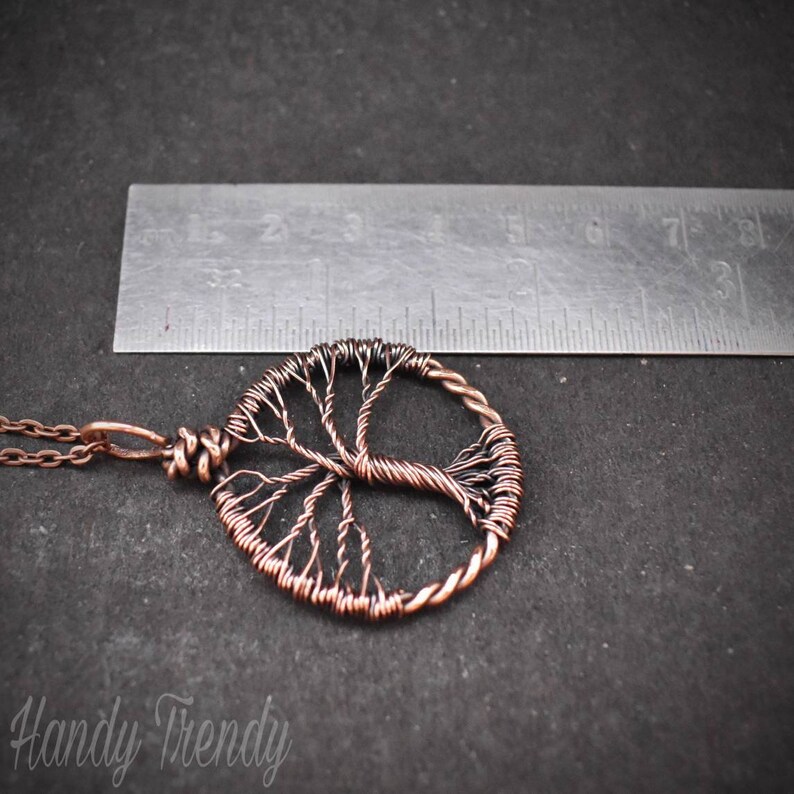 Unique handmade birthday gift for Her Mom Friend Sister Copper wire wrapped necklace Celestial artisan boho jewelry Tree of life pendant