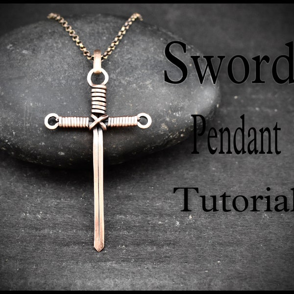Sword pendant tutorial, Wire wrap pendant tutorial by Handy Trendy Shop, Instant pdf download, Tutorial for beginner level