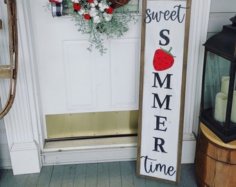 Hello Summer strawberry Sign | Summer Front Porch Decor | Welcome Sign for Front Porch | Front Porch Decor| sweet summer time| strawberrys