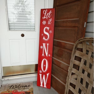 Large Let It Snow Vertical Wood Sign for Front Porch, Welcome Porch ...