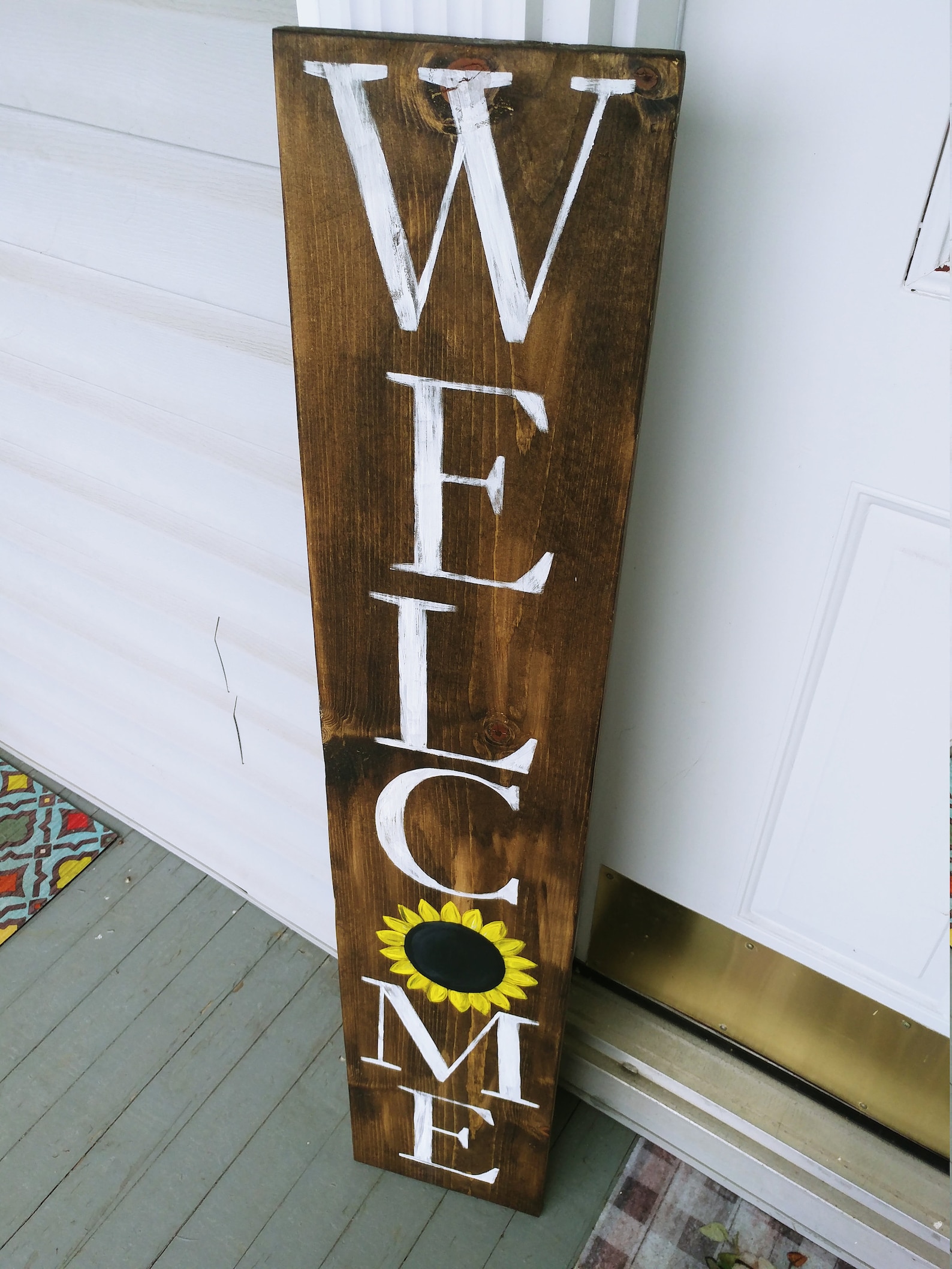 Vertical Welcome Sign, Vertical Welcome Sign for Front Porch, Sunflower ...