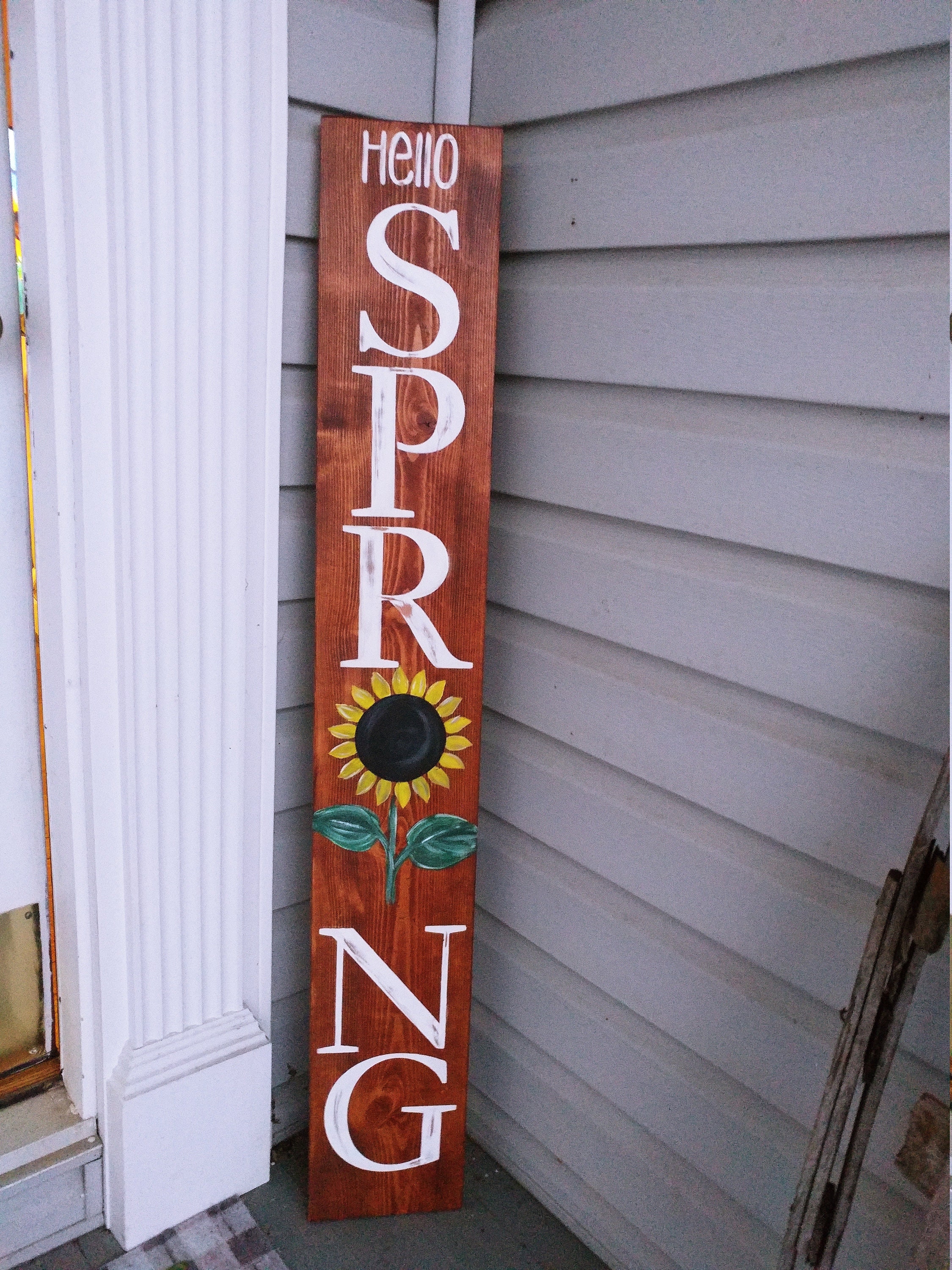 Reversible Spring Sign, Hello Spring Sign, Vertical Spring Sign for ...