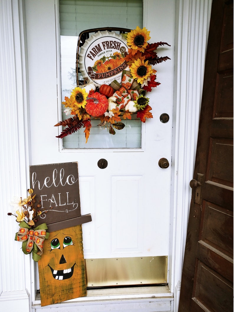 Wooden Pumpkin for Front Door Fall Porch Decoration Entry - Etsy