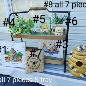 Bee Tiered Tray Decor, Bee Decor, Summer Tiered Tray Decor, Summer Decor| 3D Sign, Mini Signs, Fake/ Faux Honey Pot, Bee Tiered Tray Bundle