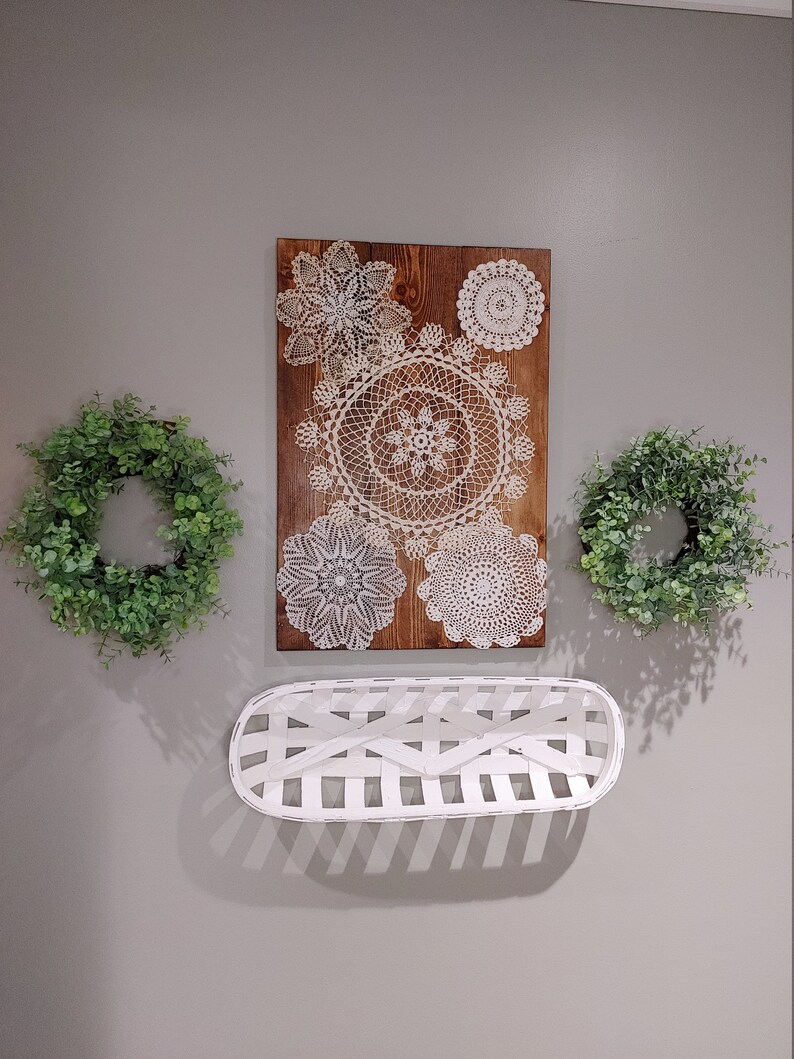 Doily Wall Decor Handmade Farmhouse Wall Decor Boho Wall Etsy