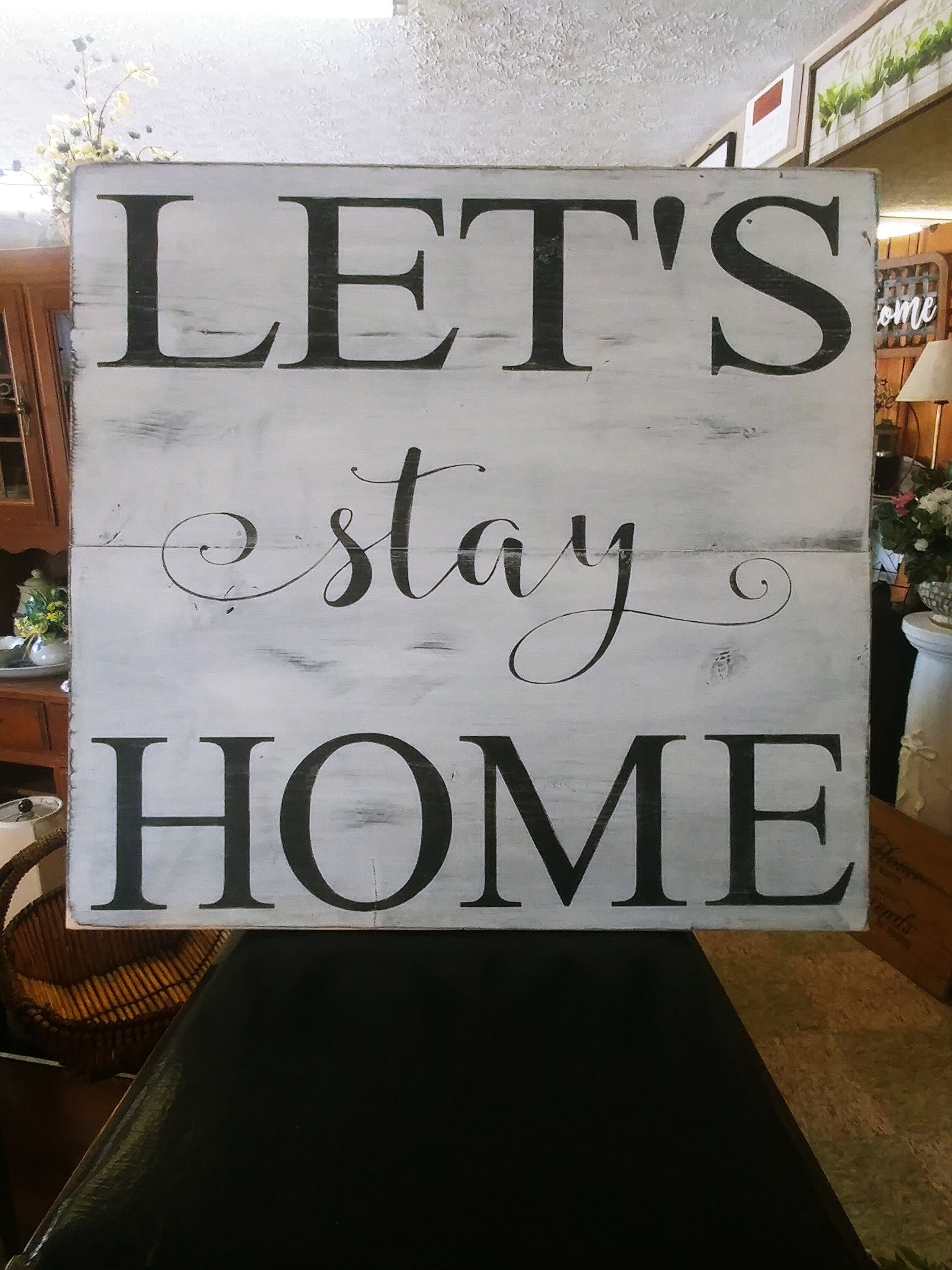 Large Let's Stay Home Wood Sign Wood Wall Décor Living | Etsy