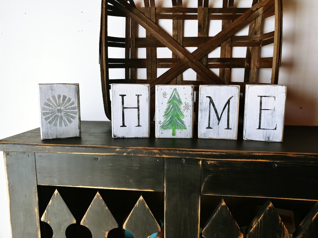 Set of 5 Home Blocks, Fall Table Decor, Christmas Table Decor, Daily ...