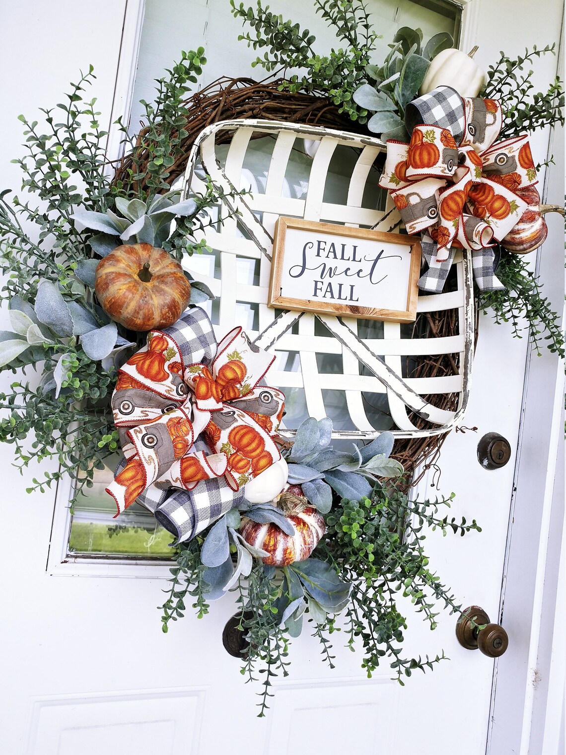 Large Farmhouse Grapevine Fall Wreath With Sign for Front Door, Fall ...