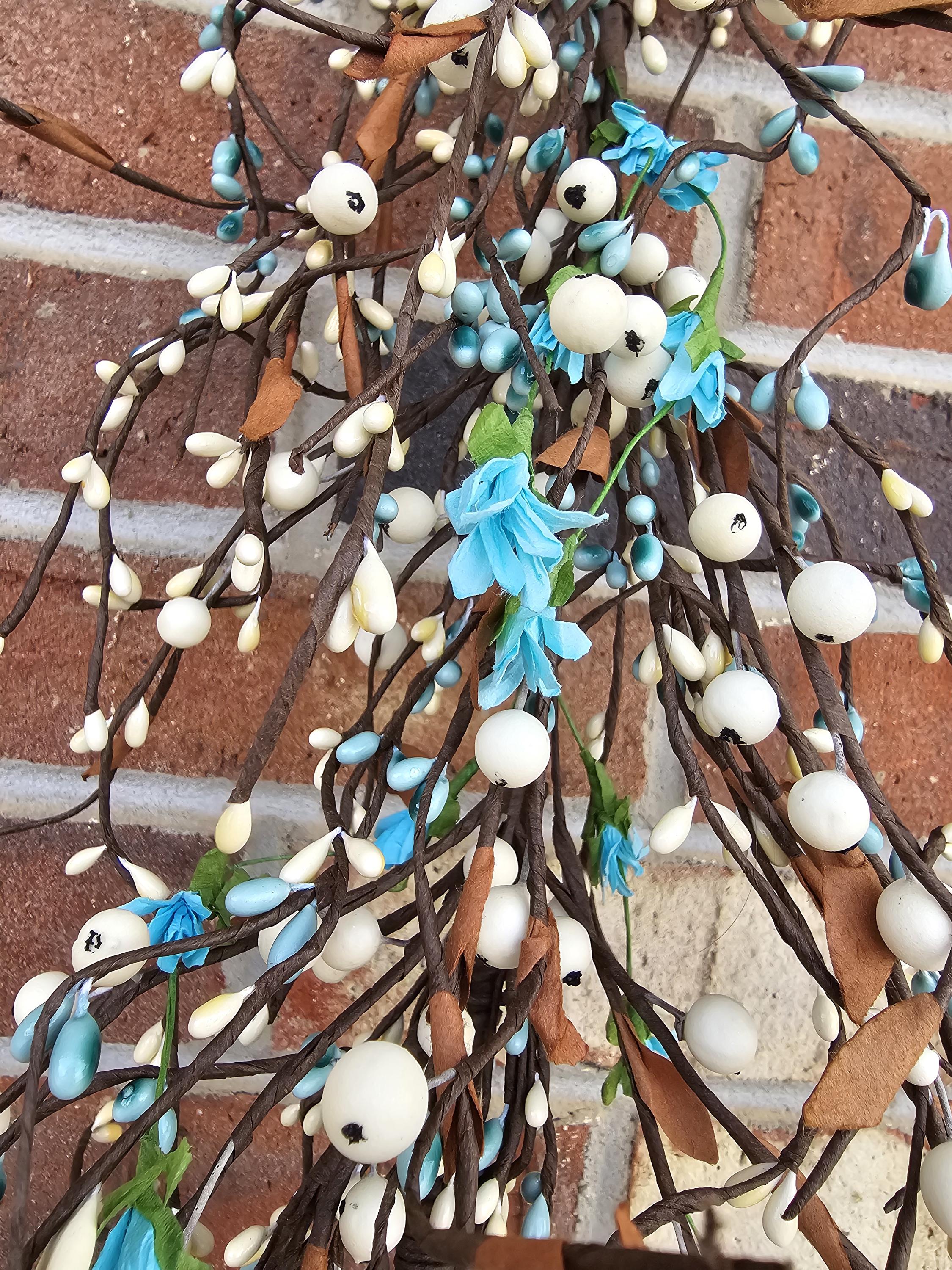 Rustic Spring Garlands Western Style Full Vibrant Pipberry Garland, Primitive Pipberrys ...
