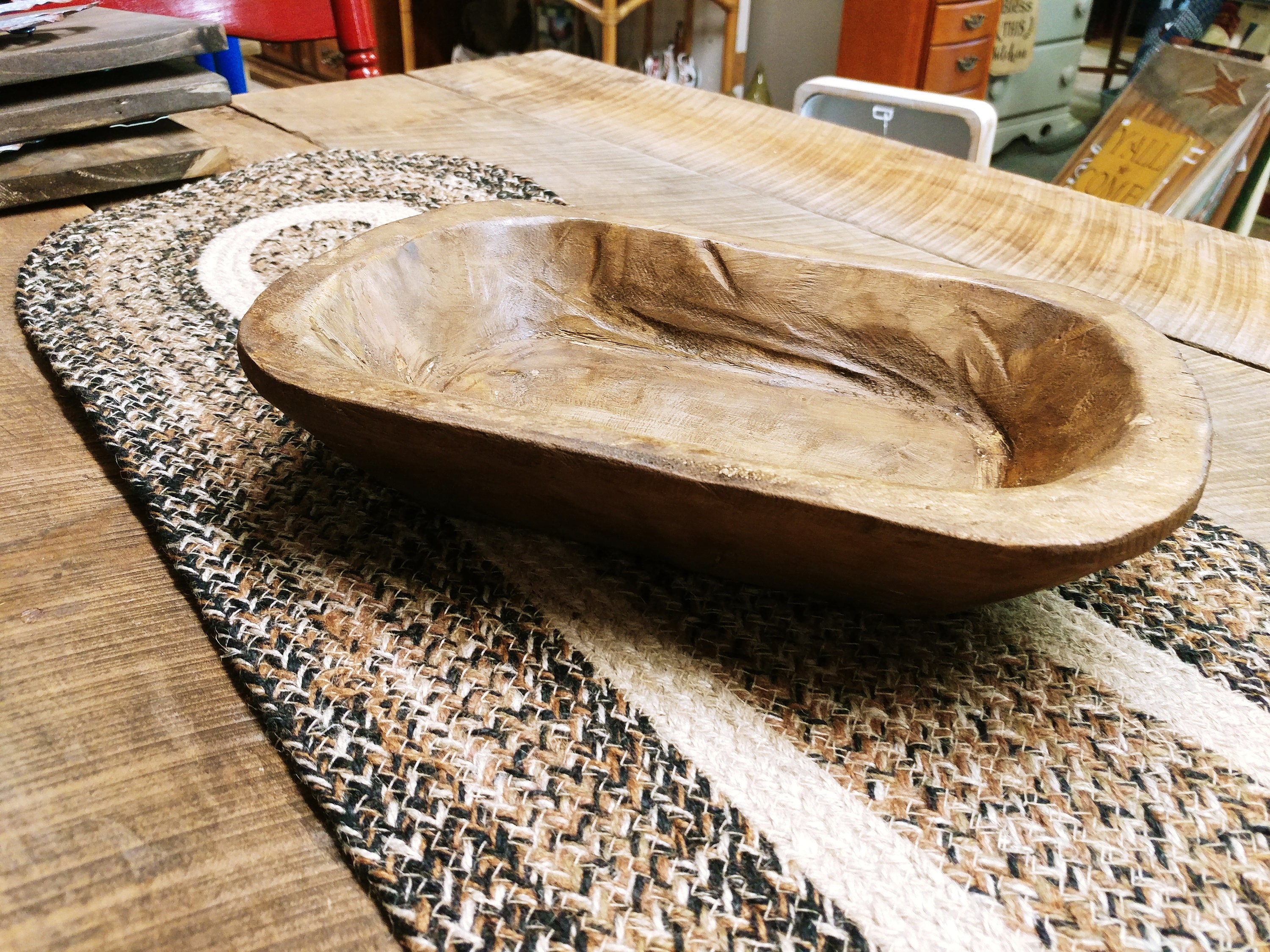 Hand Carved Wooden Dough Bowl 13x9x2wood Bowl Table | Etsy