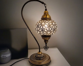 Bedside Table Lamp, Swanneck Morrocan Desk Lamp, Turksih Lighting, Desk Lamp, Office Table Lamp, Vintage Table Lamp, Boho Table Lighting