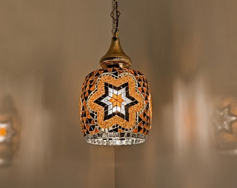 pendant light for kitchen island, Turkish Hanging Lighting, Pendant Lamp Glass, Single Lantern Lamp for living room, Handmade Unqiue Light