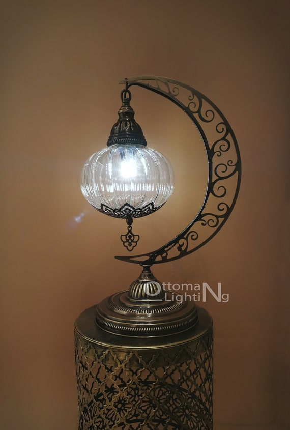 Turkish Moon Desk Lamp, Turkish Bedside Lamp, Moroccan Mosaic