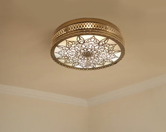 Lampada da soffitto turca, lampada a cerchio Boho, illuminazione in vetro turco, lampada da sconce marocchina, illuminazione per decorazioni da cucina, lampada da soffitto turca