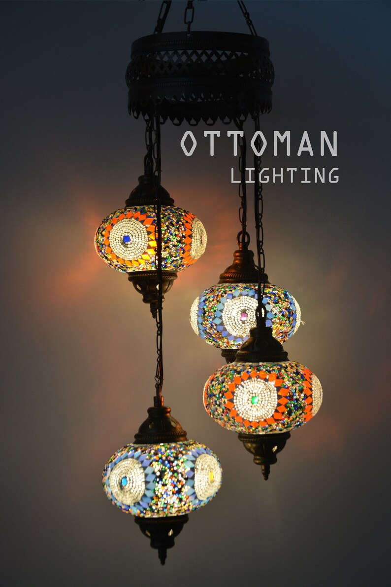 Handgemachte Türkische 4 Große Kugel Erstaunliche Kronleuchter Marokkanische Dekor Türkische Lampe Mosaik Lampen Böhmische Lampen Beleuchtung