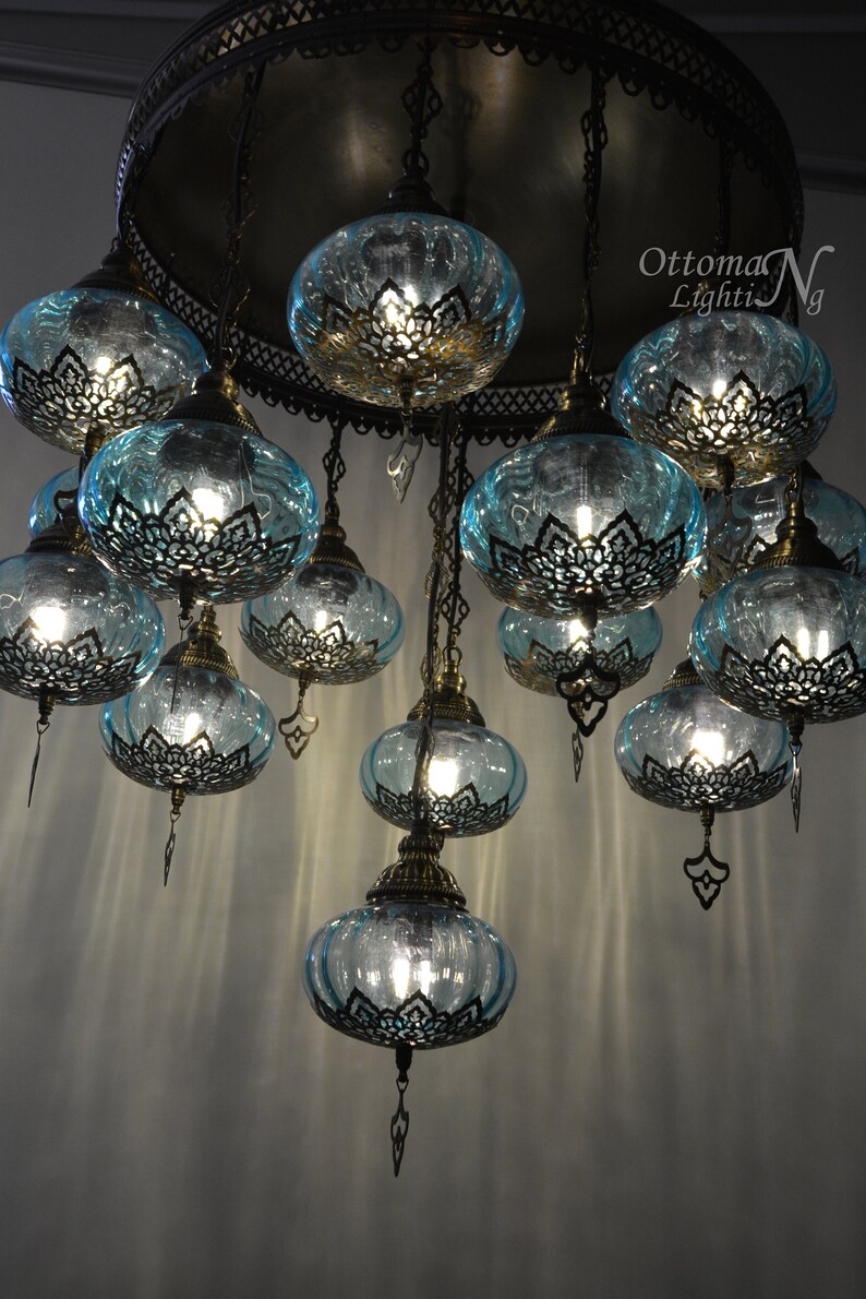 Laser colorfull Handmade turkish 15 globe stunning chandelier turkish mosaic lamps morrocan decor lighting ottoman lamps bohemian lamps