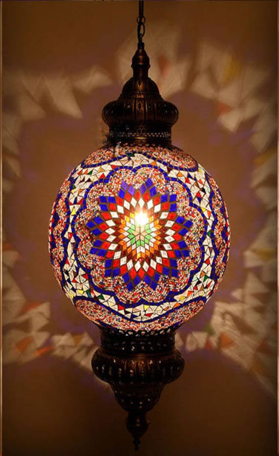 Bohemian Lamp Large Turkish Hanging Stunning Lantern Morrocan Decor Mosaic Ottoman Lighting Chandeliers Pendant Lights Home Living Aloli Ru Bohemian Lamp Large Turkish Hanging, Large Turkish Hanging Lamp