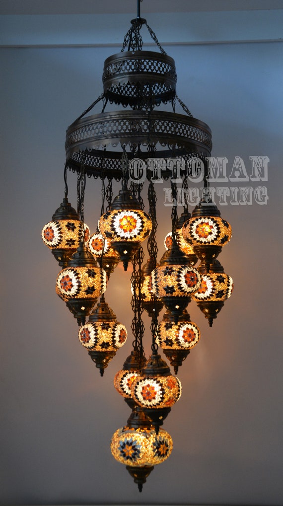 Laser colorfull Handmade turkish 15 globe stunning chandelier turkish mosaic lamps morrocan decor lighting ottoman lamps bohemian lamps