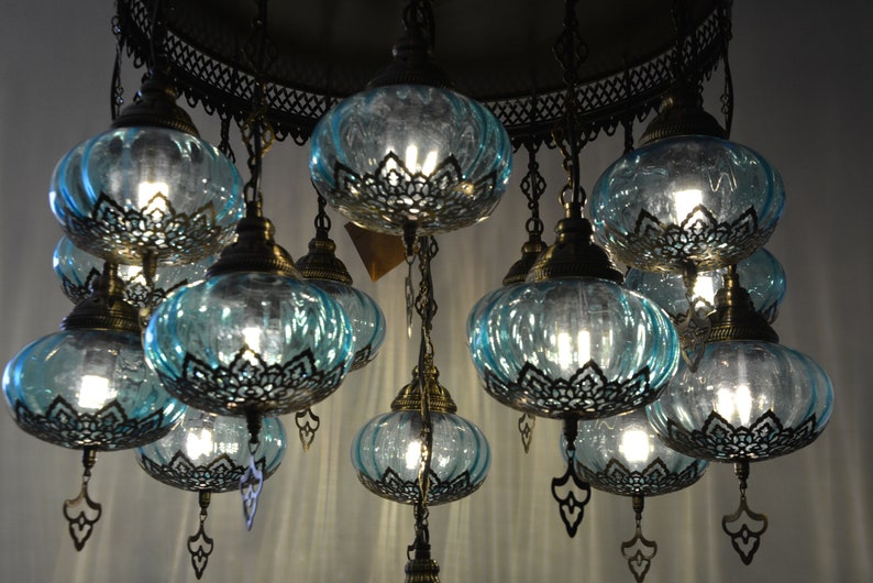 Laser colorfull Handmade turkish 15 globe stunning chandelier turkish mosaic lamps morrocan decor lighting ottoman lamps bohemian lamps